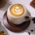 thumbnail image 2 of Juego de y Platillo de Café de Cerámica, de Café Americano Retro con Leche, Posavasos de Madera, Tazas de Té, Cucharas, Tazas con Flores., 2 of 5