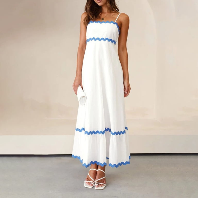 Patlollav Travel Dress for Women, Women's Casual Comfortable Color Sexy Top  Chest Mid-length Dress Neck Dress - Walmart.com