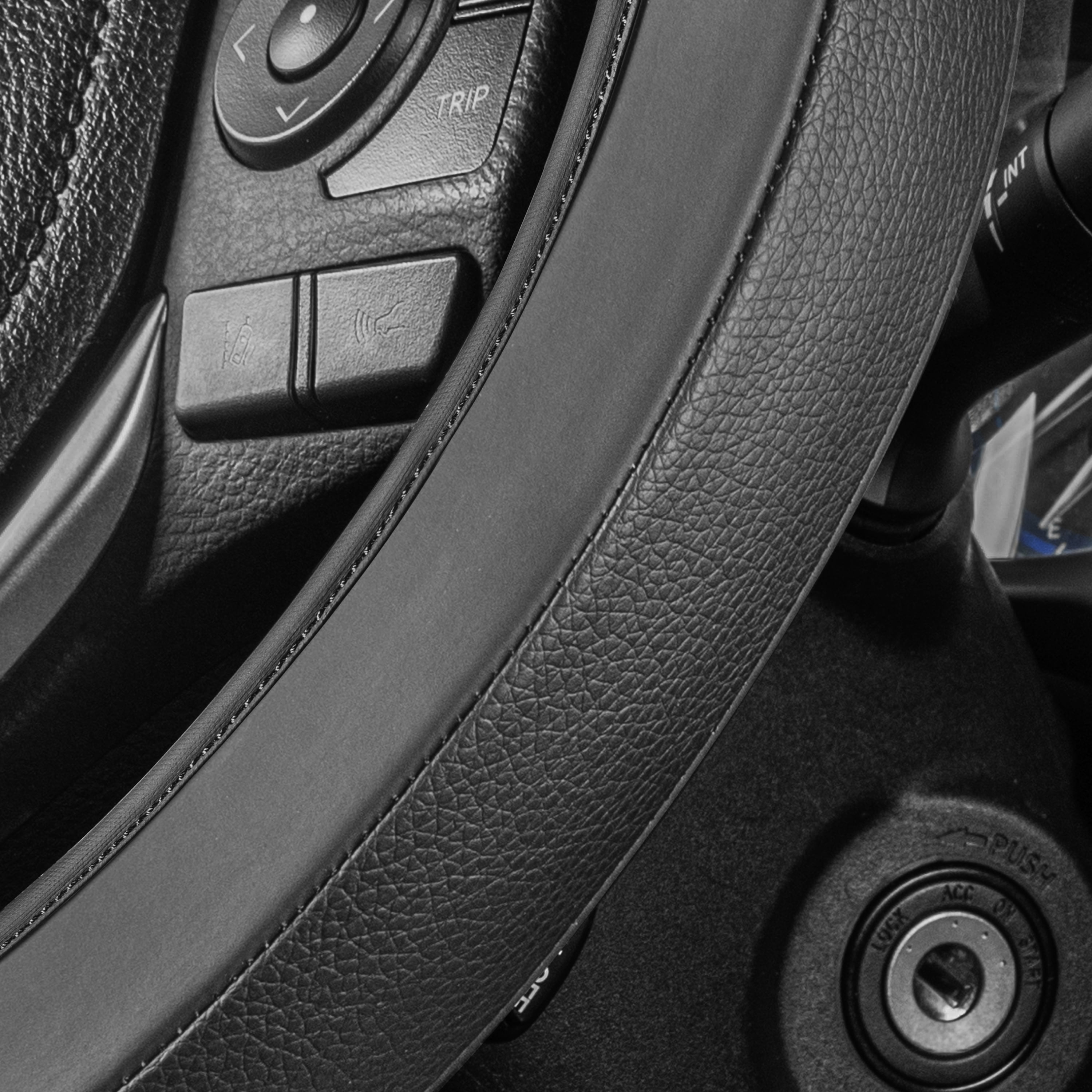 Cat® EasyWrap Faux Black Leather Steering Wheel Cover, Standard 15 inch Size, Self Wrapping Car Steering Wheel Cover for Auto Truck Van SUV