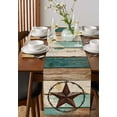 thumbnail image 4 of ERUNPONLY Texas Star Table Runner - 48 Inch Long Country Teal Brown Farmhouse Wooden Cotton and Linen Blended Dress Scarves Farmhouse Table Runner for Kitchen Dining, Coffee Table, 13" x 48", 4 of 8