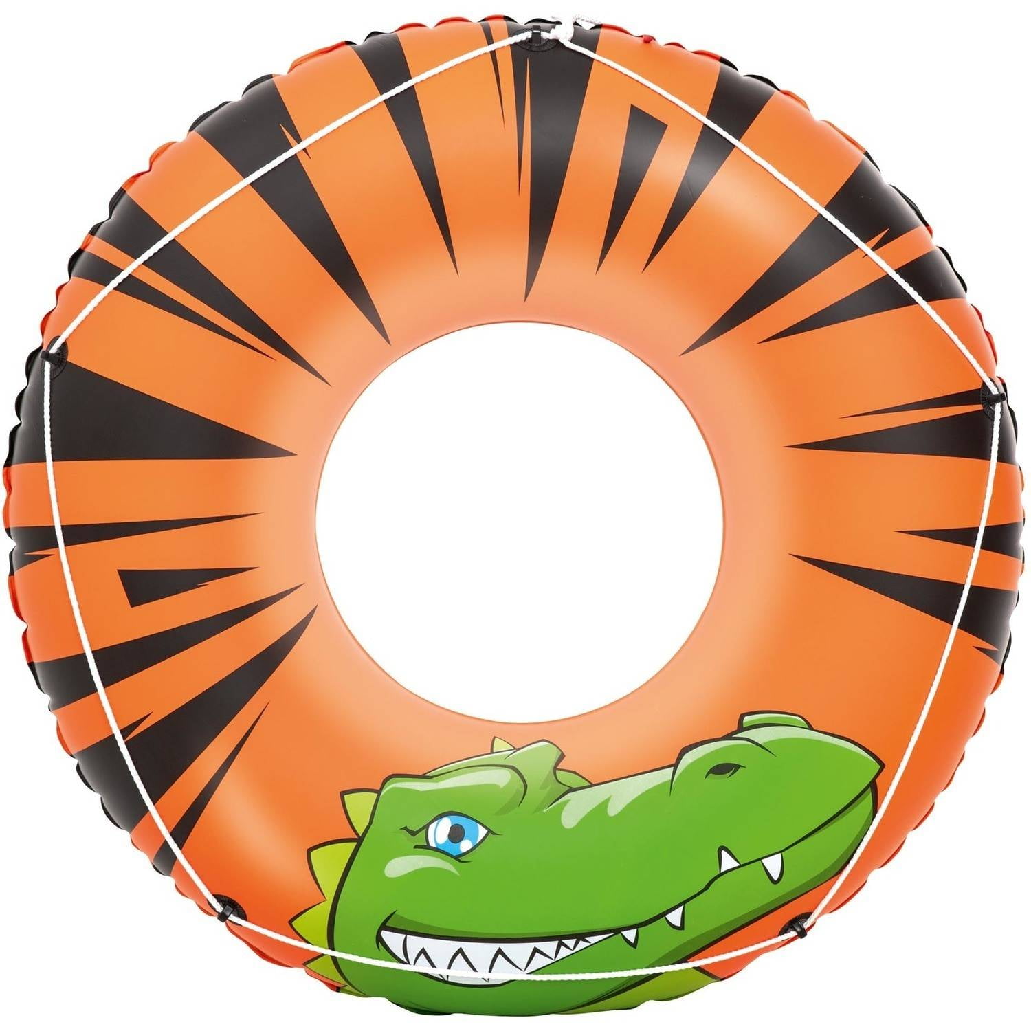 INFLATABLE RIVER GATOR 47 INCH RUBBER RING SWIMMING POOL RIDE ON TUBE 