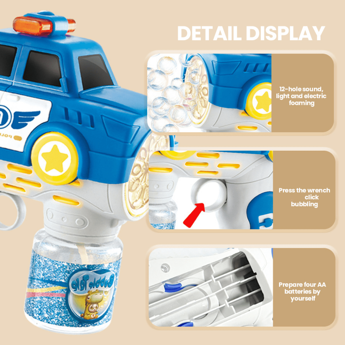 Fire Engine Bubbles Machine for Kids with 1000 Colorful Automatic Bubbles, Lights & Sound, Bubble Maker Blowers for Age 3+ Birthday Gifts