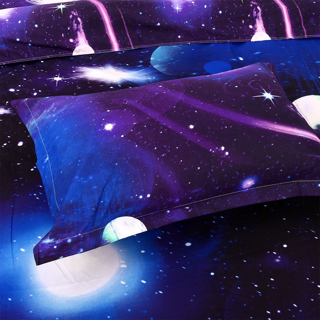 2 Piece 3D Galaxy Duvet Cover Bedding Set with Pillowcase Dark Purple Twin