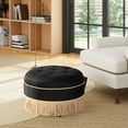 thumbnail image 5 of Jennifer Taylor Home Yolanda 24" Round Upholstered Accent Ottoman, Jet Black Woven, 5 of 6