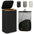 thumbnail image 1 of Cesto de ropa ieGrow 110 L con tapa, asa y bolsa extraíble, color negro, 1 of 8