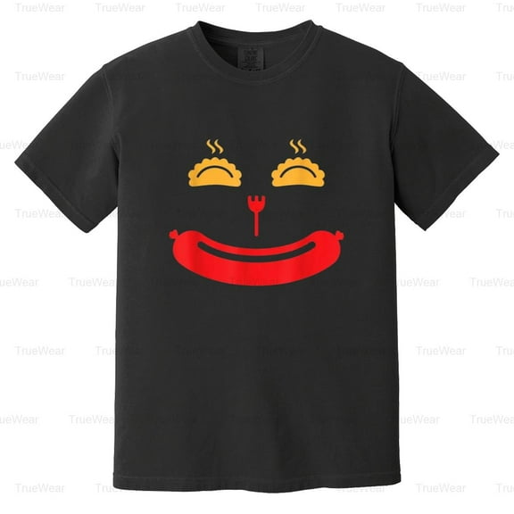 Pierogi, Kielbasa, Polish Food, Funny, Smiling Sausage Face, Poland, Eat Comfort Color T-Shirt Unisex, up to 4XL