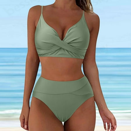 Amidoa Swim Suits for Women Cheeky Wrap Bikini Bottom High Cut Two-Piece Sets Thong Bikini Sets for Women