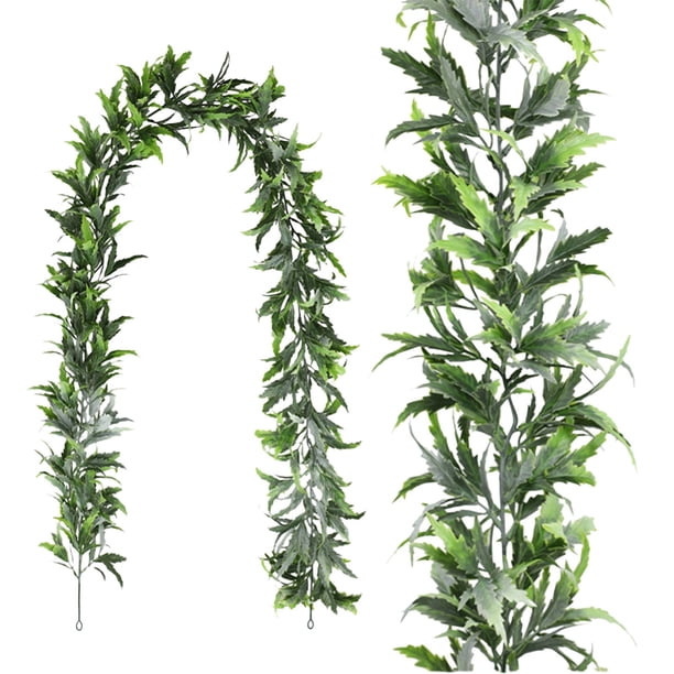 Simulación de enredaderas verdes, decoración nórdica para chimenea, decoración artificial para Navidad, Acción de Gracias, colgante con 10 agujas de pino.