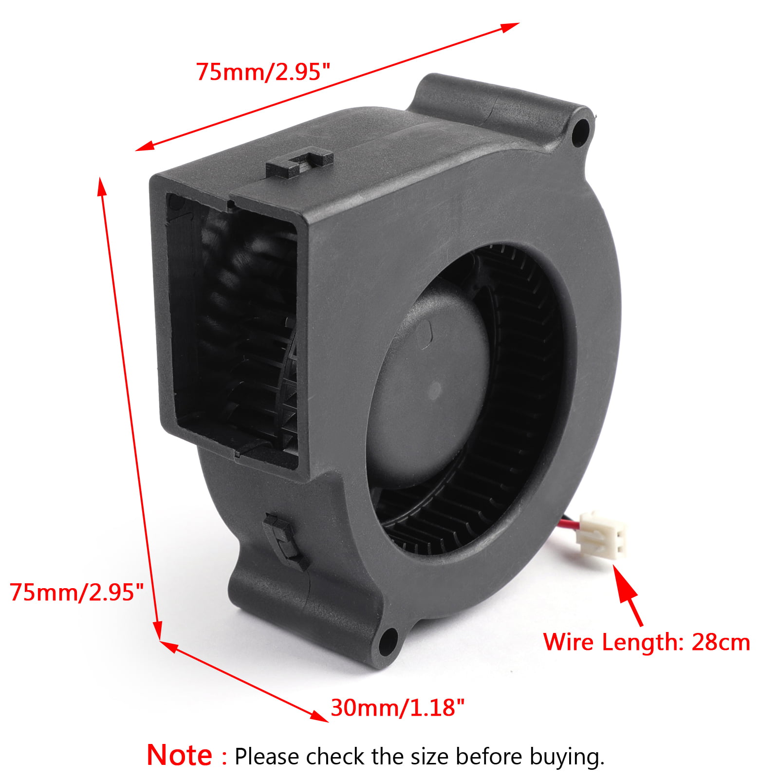 Cooling Blower Computer Fan Ball Bearing 75×75×30mm DC Brushless 2 Pin US 