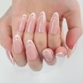 thumbnail image 3 of 48pcs Press on Nails Pink French Tips Popular Fake Nail Art Gifts for Women DIY at Home Party ( Two Nail Set ,24count/set, Total 48 count), 3 of 5