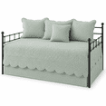 thumbnail image 3 of Madison Park Daybed Cover Set Damask Quilted Cover for Daybeds, All Season, Pre-Washed Cotton-Filled Coastal Bedding Scallop Edge, Shams, Bedskirt, Décor Pillows, Tuscany, Seafoam, 39"x75", 6 Piece, 3 of 7