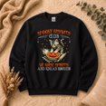 thumbnail image 4 of Spooky Biscuits Club Cat Graphic Crewneck Cat Lovers Fleece Sweatshirt, 4 of 6