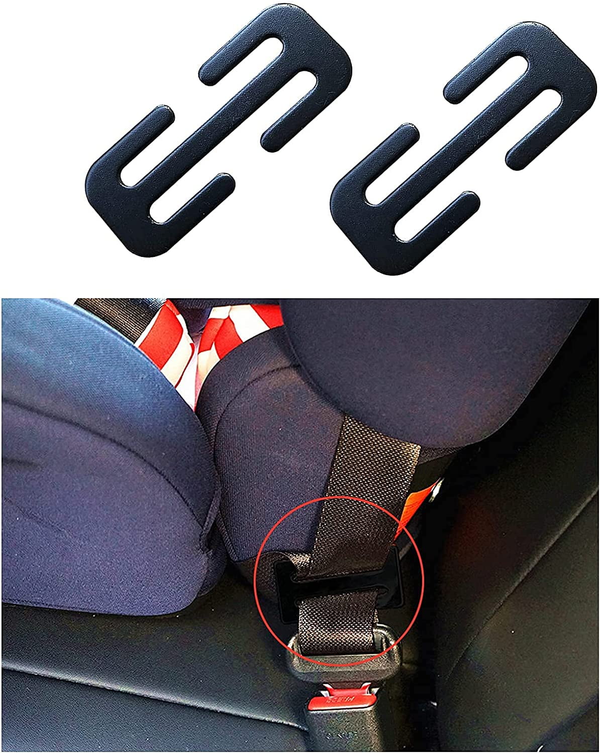 Metal Seat Belt Adjuster, Auto Shoulder Neck Strap Positioner, Universal  Vehicle Locking Clip for a Comfortable Driving (Black, 2 Pack)