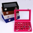 thumbnail image 2 of OPOLSKI Earring Ring Storage Tray Box Case Velvet Portable Jewelry Organizer Display Purple, 2 of 7