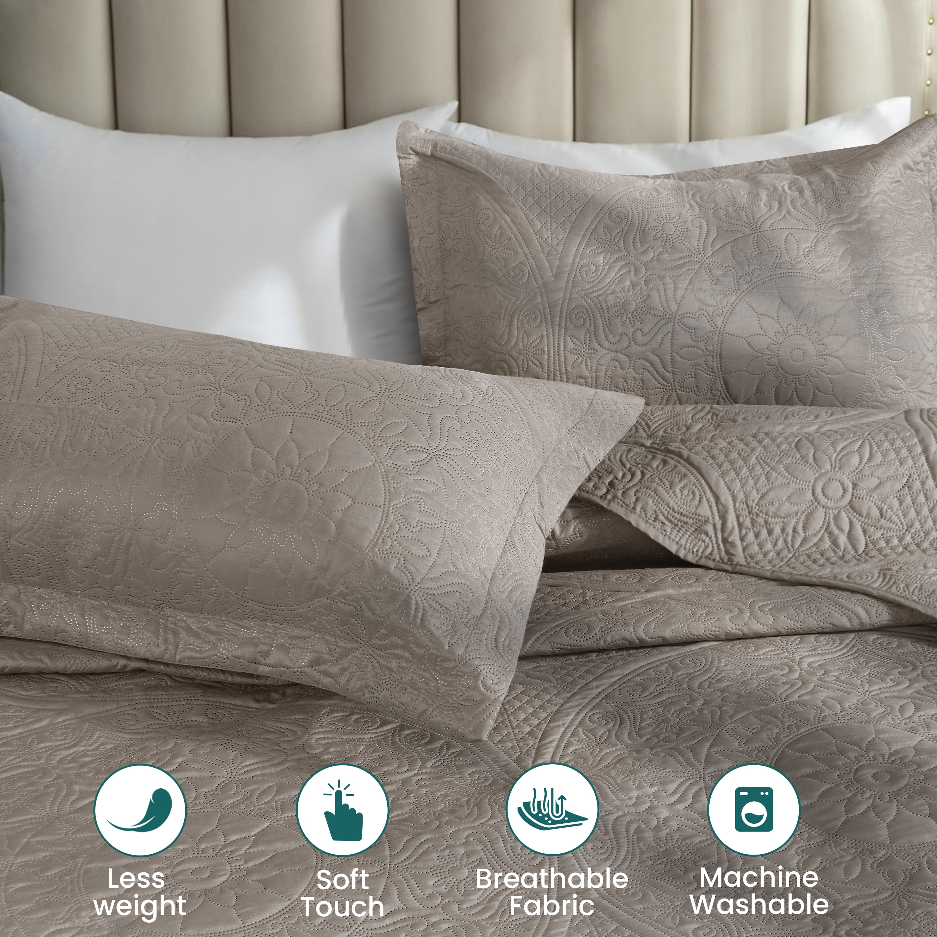 King Quilt Set - Lightweight Summer Bedspread Bedding Set for All Season, 3 Piece (1 Quilt, 2 Pillow Shams)