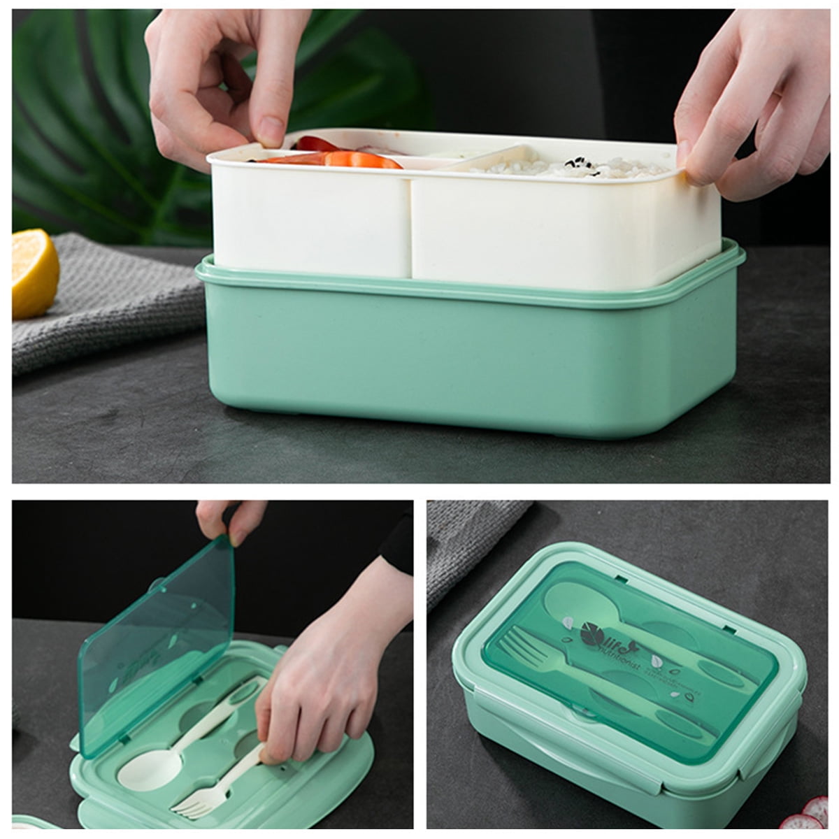 27Pcs Bento Box Lunch Box Kit Reusable Bento Lunch Box Set1300ml