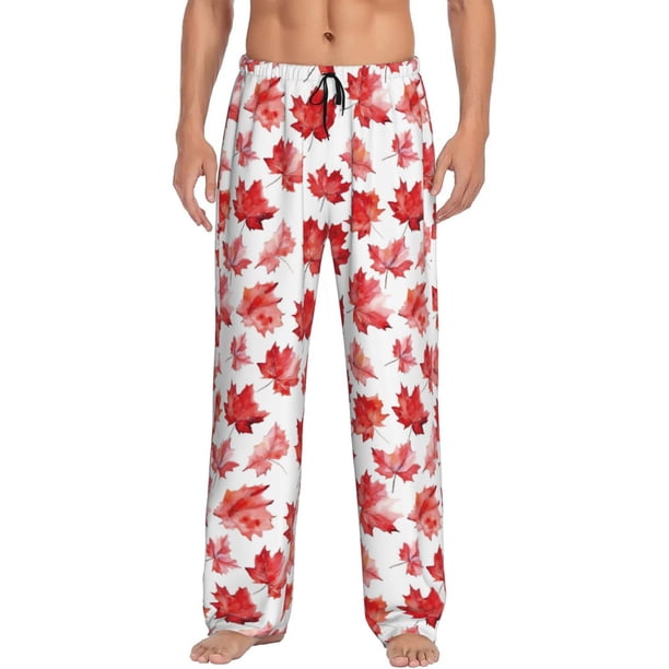 Balery Realistic Maple Leaf Pantalones de pijama para hombre, pijama ultraligero, pantalón de descanso-Small