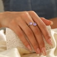 thumbnail image 4 of Juwaliy June Birthstone Ring Alexandrite 925 Sterling Silver Double Hearts Rings Bezel Purple CZ Women Jewelry Birthday Mother's Day Gifts, 4 of 11