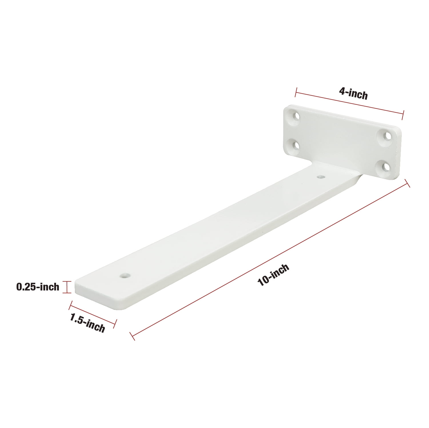 Hyper Tough 10' x 4" Floating Shelf Bracket, White, 2-Pack