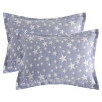 Ntbay 2 Pack Breathable Cotton Pillow Shams,3 Layer Muslin Decorative Pillow Covers with Envelope Closure, King Size, Blue Stars