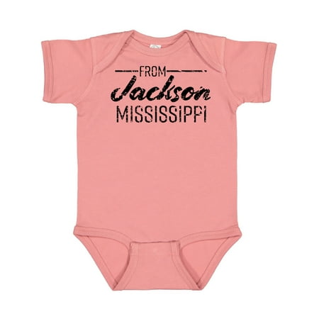 

Inktastic From Jackson Mississippi in Black Distressed Text Gift Baby Boy or Baby Girl Bodysuit