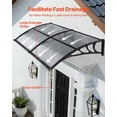thumbnail image 2 of VEVOR Awnings for Door Entrance, 38 x 78 in, Exterior Front Door Window Awnings with Drainage & ABS Bracket, Rain Snow Sun Protection, Overhang Polycarbonate Door Canopy for Porch Patio, Smoky Gray, 2 of 9