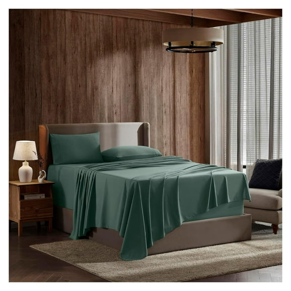 Full Size Sheet Sets - 4 Piece Full Size Sheets, Deep Pocket, Hotel Luxury, Extra Soft, Breathable and Cooling, Forest Green Sheets for Full Size Mattress