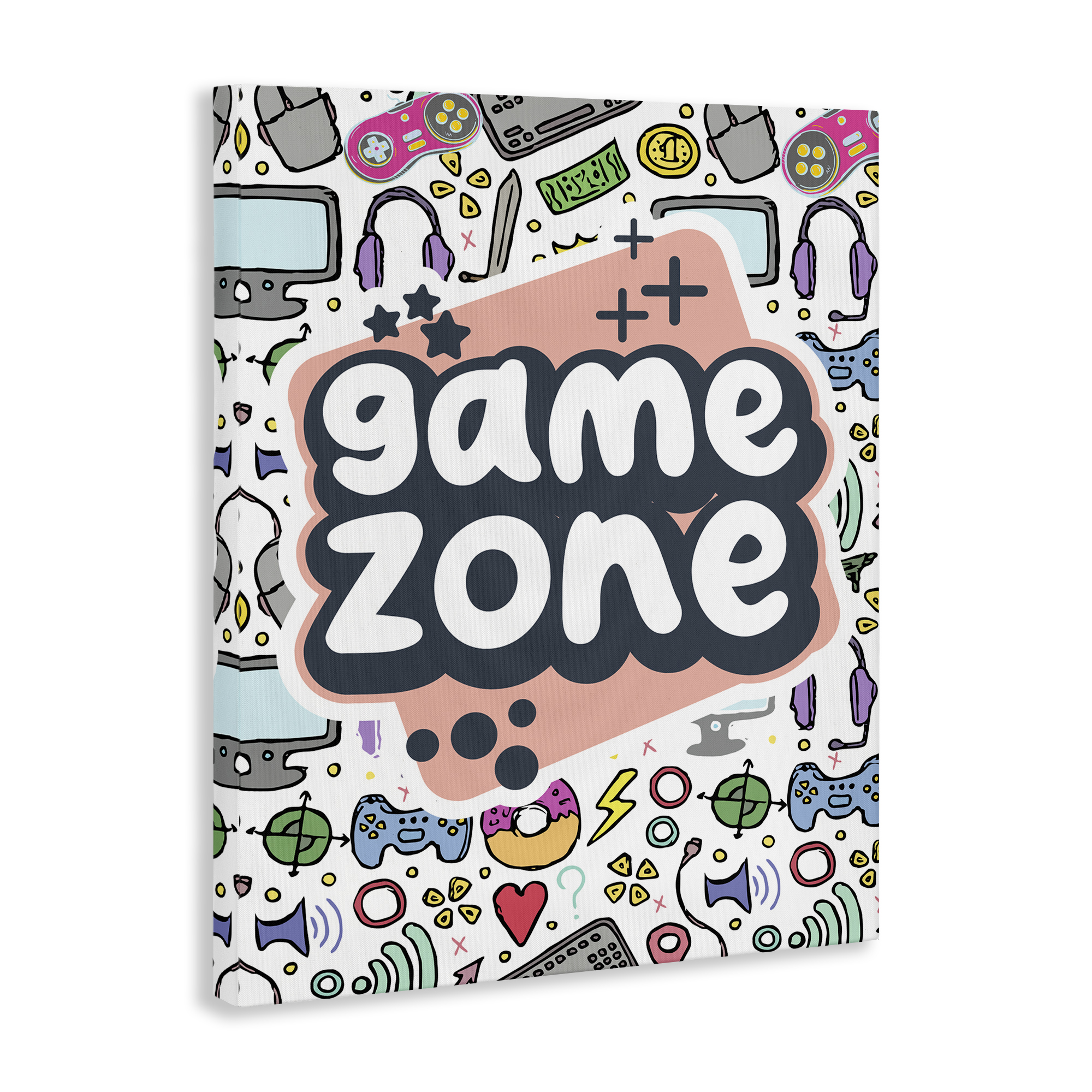 Stupell Industries Peach Game Zone Entertainment Painting Wrapped Canvas Art Print Wall Art, 24 x 30