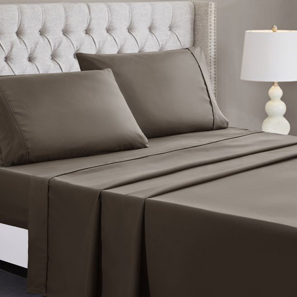 3 Piece Solid Bed Sheet Set Twin XL Chocolate Hotel Luxury Bed Sheets