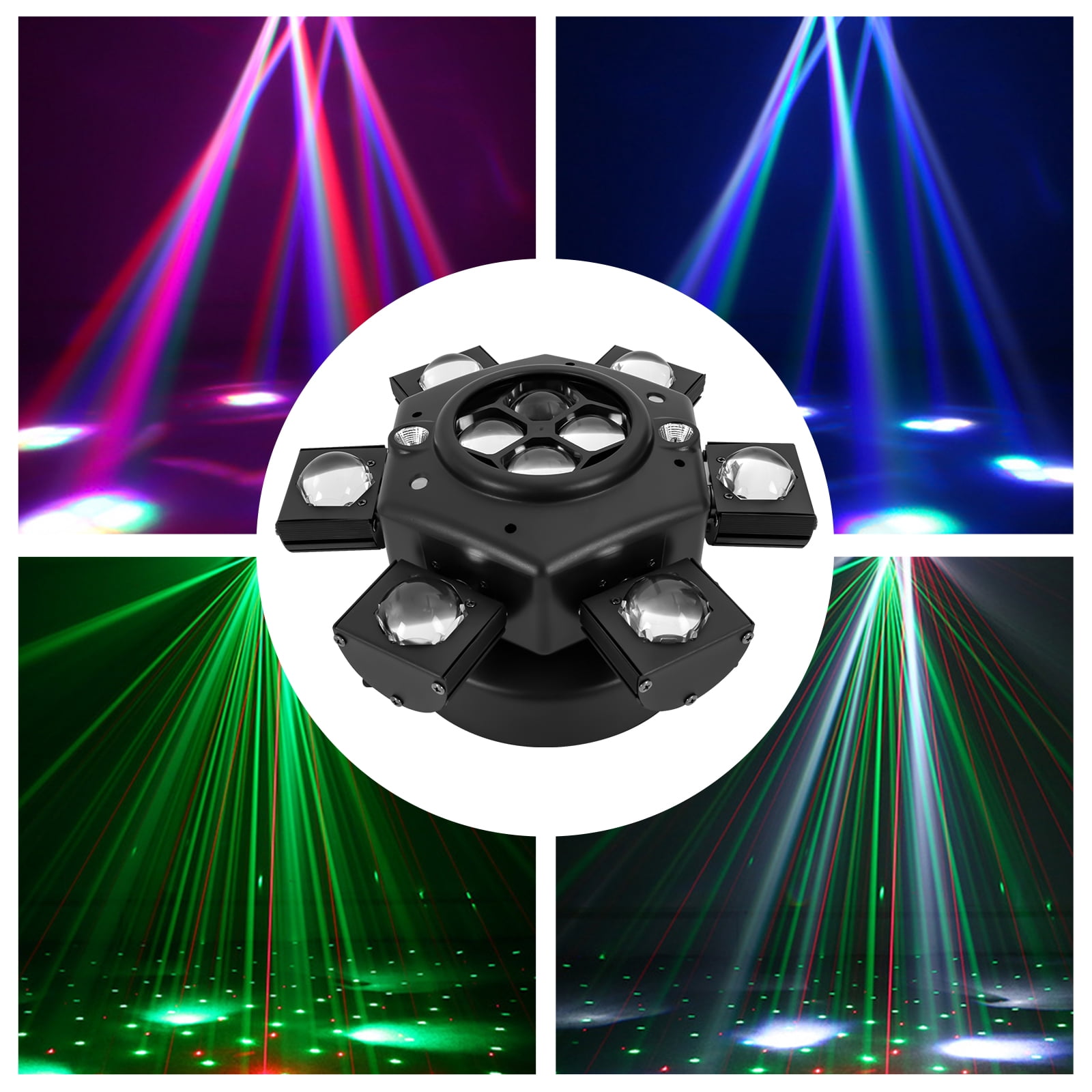 Dynamic Stage Lighting 6 Arm Bee Eye LED Beam Moving Head Laser Light, DMX512, Voice & Auto Control, 150W Power for Parties & Clubs