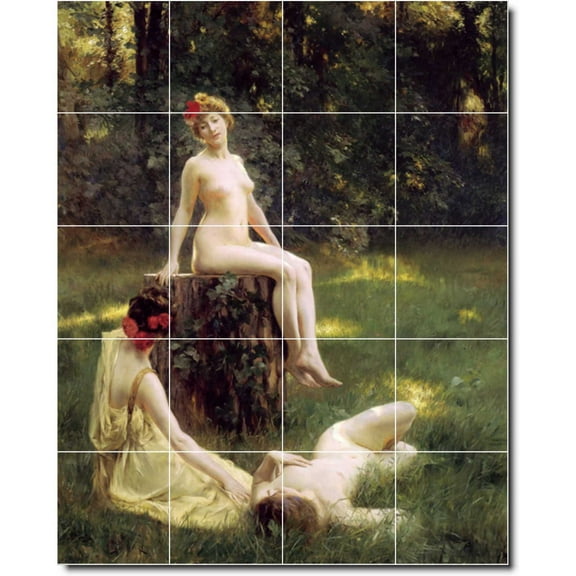 Ceramic Tile Mural-Julius Stewart Nudes Custom Tile Mural 23. 17" w x 21.25" h using (20) 4.25 x 4.25 ceramic tiles