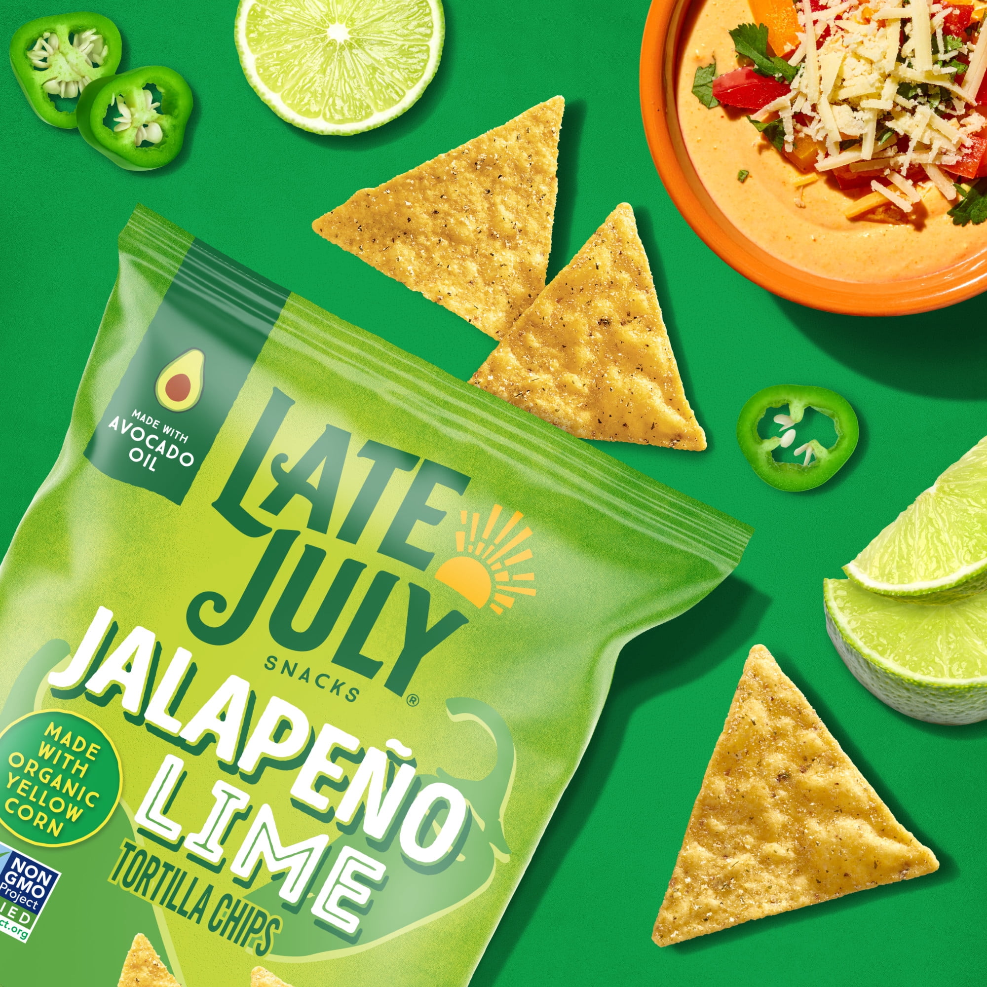 LATE JULY Snacks Jalapeno Lime Tortilla Chips, 6 oz Bag