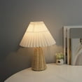 thumbnail image 6 of LSLJS Pleated Table Lamp, Modern Bedside Nightstand Lamp with Umbellate Flaxen Fabric Shade and Rattan Base Infinitely Dimmable Adjustable LED Night Lights for Bedroom Living Room Office Bulb Included, 6 of 7