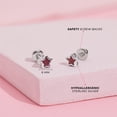 thumbnail image 4 of CZ Birthstone Star Simulated Garnet Girls Earrings Screw Back - Sterling Silver, 4 of 4