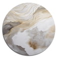 thumbnail image 2 of Designart "Abstract Line Artistry Gold and Grey V" Minimalism Line Art Metal Round Art Print, 2 of 5