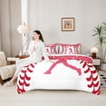 thumbnail image 4 of Erosebridal Pink Dripping Baseball Stitch & Batter Silhouette Graphic Bedding Comforter Set 7pcs, Sport Graphic Queen Bedding Sets for Girls Kids,Luxury Bedroom Decor, 4 of 6