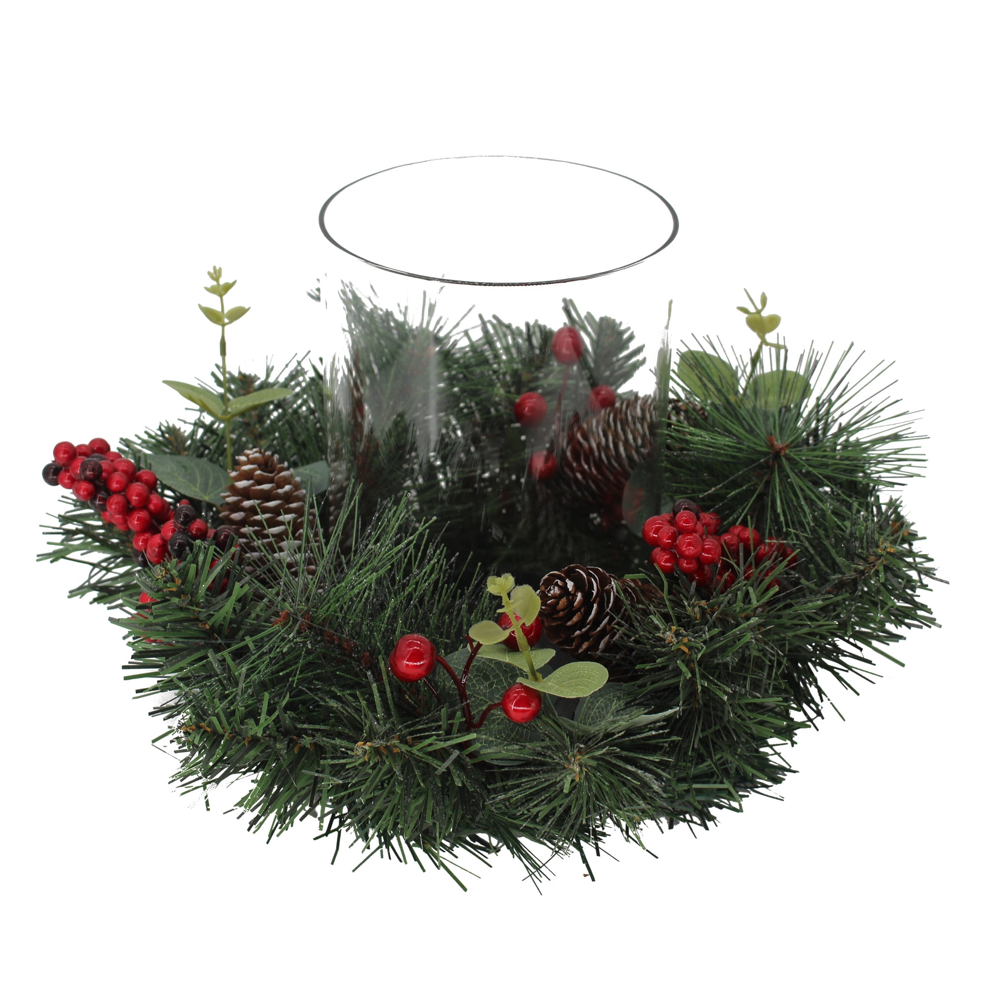 Holiday Time Christmas Hurricane Candle Holder, Red