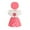 Pink, variant on QIbmong 3 Piece Outfits for Toddler Girls Crew Neck Ruffle Short Sleeve Ribbed Knit Tees Heart Shorts with Beret Hat Casual Cute Kids Summer Sets(18-24 Months,Red)