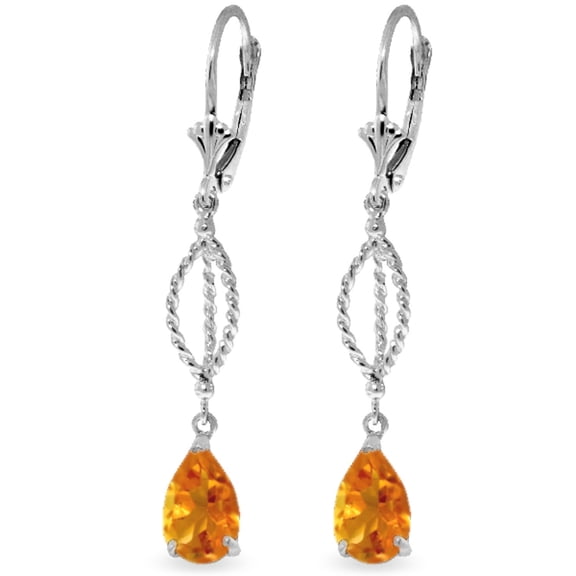 Galaxy Gold 14K Solid Gold Natural Citrine Earrings for Women - White Gold Fine Jewelry