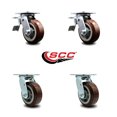 thumbnail image 2 of 5 Inch Polyurethane Swivel Caster Set with Ball Bearing 2 Total Lock Brake SCC, 2 of 2