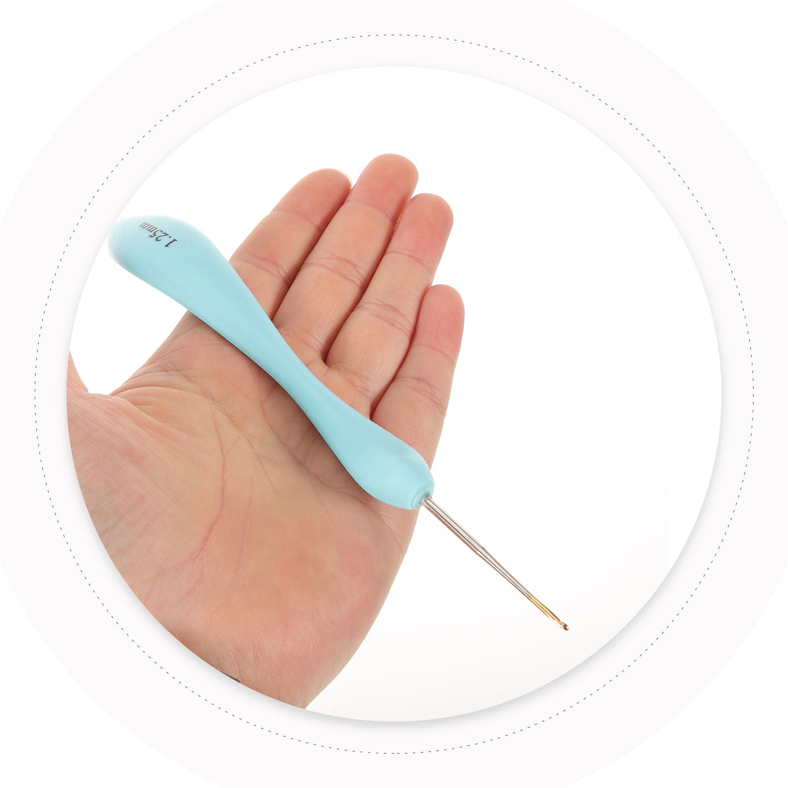 Raindrops 8Pcs Crochet Needles Pin Assorted Color Curved Handle for Family Members DIY Projects