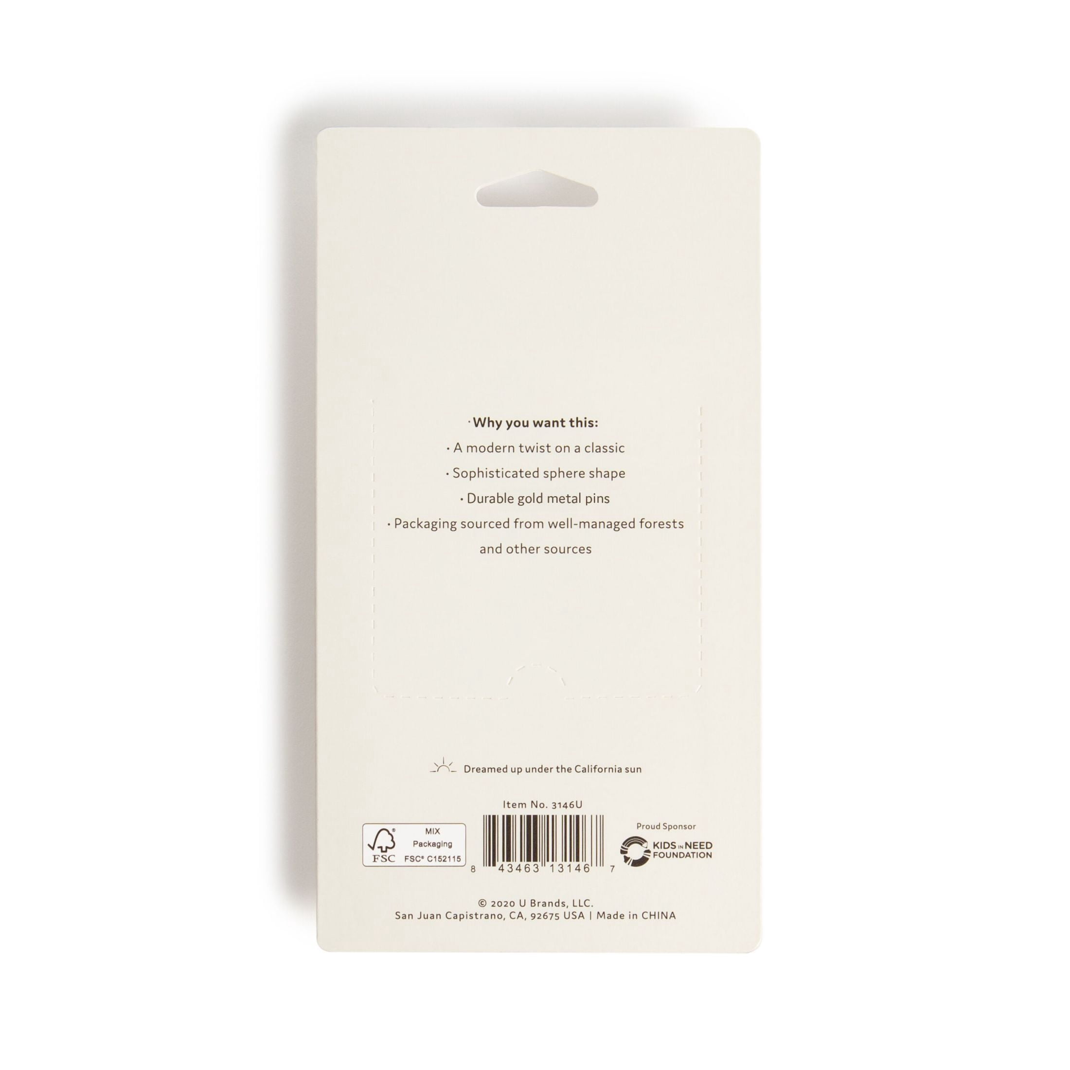 U Brands Clear Sphere Push Pins, Gold Finish, 100 Count, 3146U