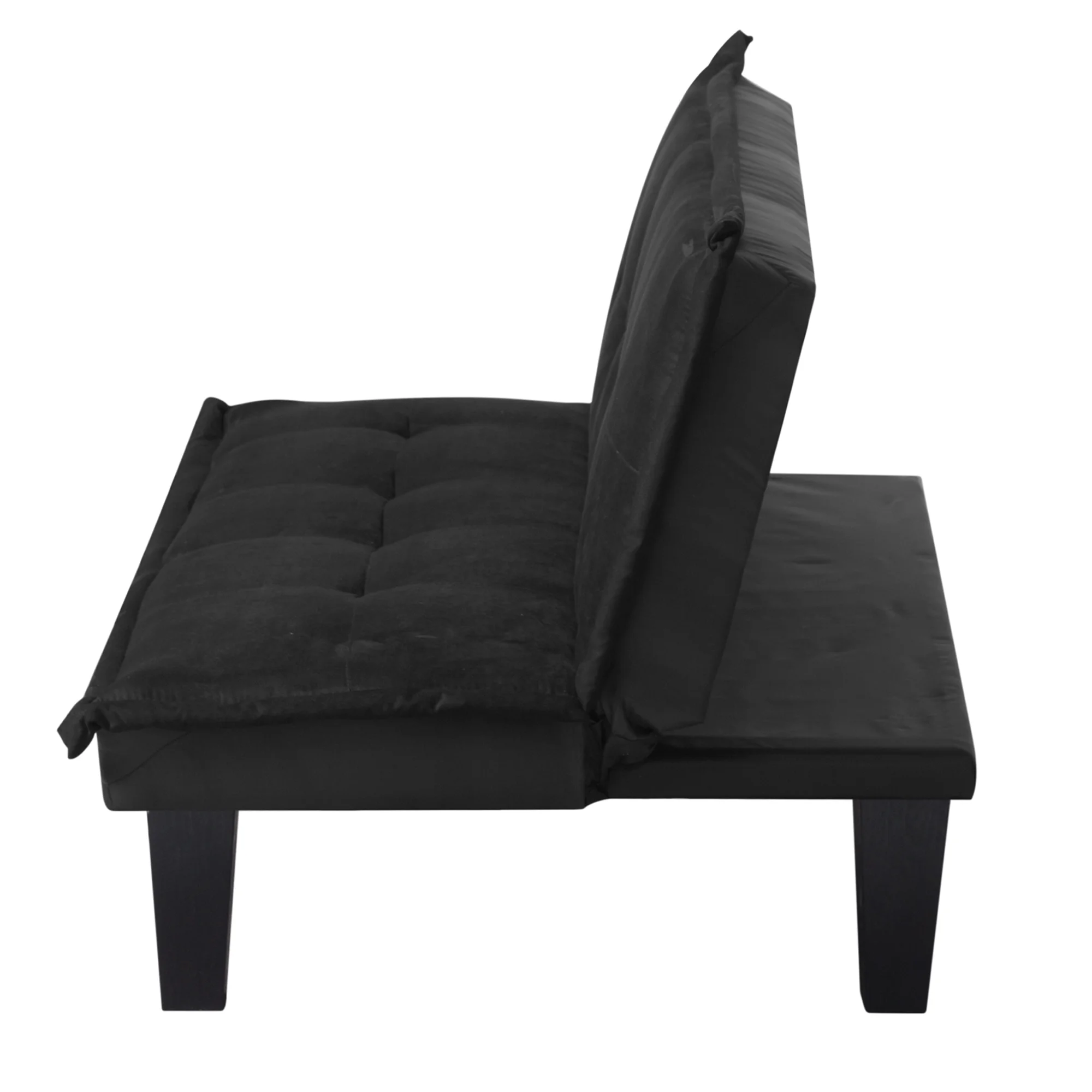 Modern Faux Suede Convertible Futon Sofa Bed,Upholstered Futon Couch with 3 Adjustable Backrest Angles,Suitable for Apartment,Living Room,Small Space,Black