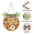 thumbnail image 2 of Brown and Orange Flowers Front Door Porch Decoration Hanging Sign with Artificial Green Plants and Bow for Home Outdoor Indoor, 2 of 7