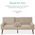thumbnail image 6 of Best Choice Products Fabric Upholstered Convertible Futon w/ Rounded Armrests, Wooden Legs, 2 Cupholders - Sand, 6 of 9