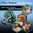 thumbnail image 6 of Pink Power 16ft Blue Tape Measure - Small Measuring Tape Measure for Tool Kit with Retractable Blade and Lock Button - Small Tape Measure - Heavy Duty Lightweight Easy to Read Home Measurement Tape, 6 of 6