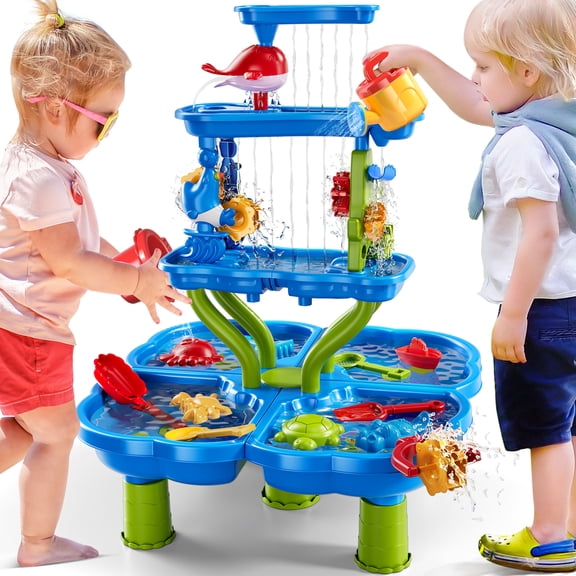 Kids Sand Water Snow Table for Toddlers, 3-Tier Water Play Snow Table Toy for Toddlers Kids, Activity Sensory Tables Outside Beach Snow Toys for Toddler Boys Girls Age 3-5Gift