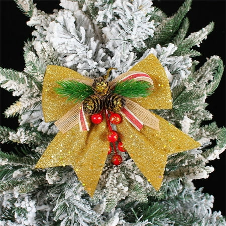 

PhoneSoap Bow Decoration Gold Powder Bow Holiday Window Decoration Supplies Pendant Gold