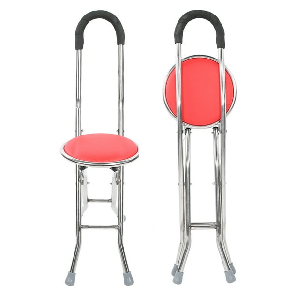 LYUMO Folding Walking Cane Stool 1mm Thickness Stainless Steel Round Stool Elderly Walking Cane Red Walking Stick Elderly Walking Cane Walmart