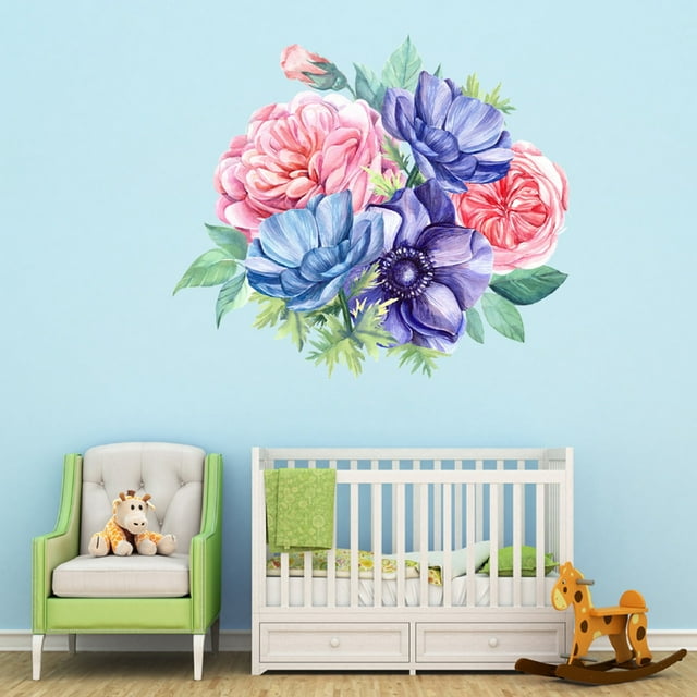 Fiudx Adhesivo de Pared de Peonía Rosa, Diseño Extraíble, Pvc, Fácil de Despegar y Pegar, Decoración para Dormitorio y Sala de Estar, Personalizable, para Múltiples Superficies, para Oficina En Casa.